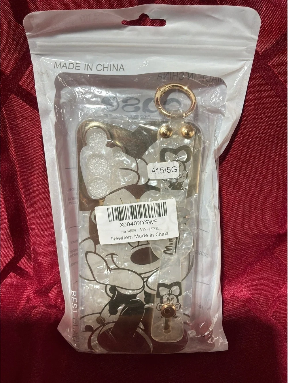 Clear Minnie Mouse TPU Phone Case with Wrist Strap for iPhone A15/5G